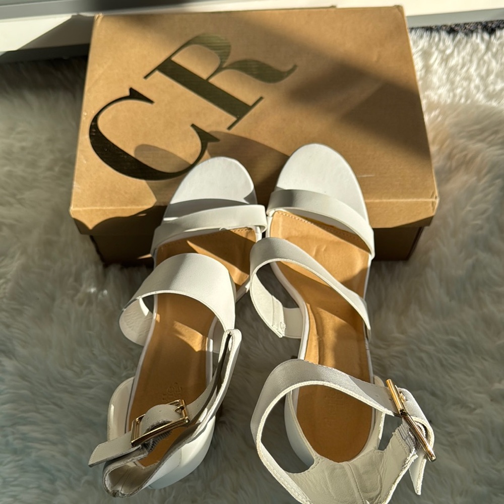 BNIB Charlotte Russe White Open Toe Ankle Strap Sandals
